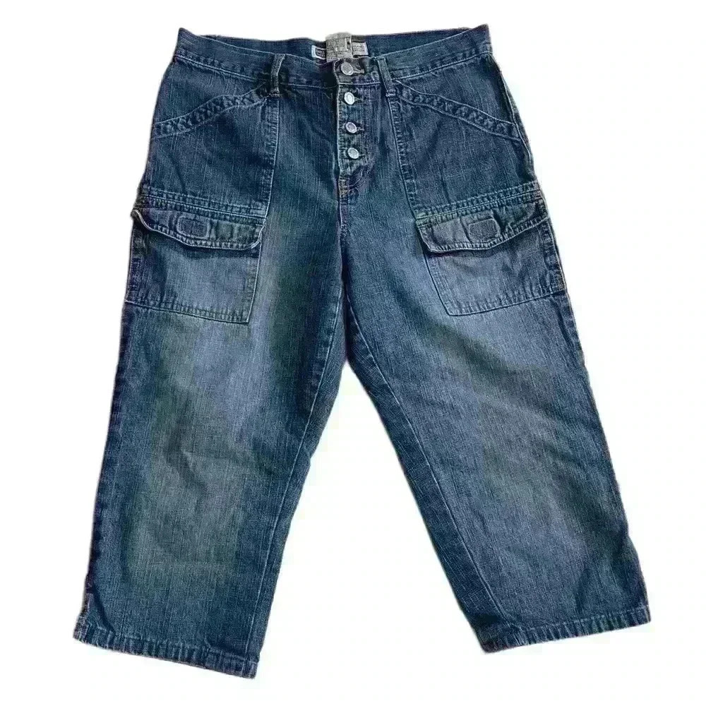 Faded Glory Womens 100% Cotton Denim High Waisted Blue Jean Shorts Size 8 Pocket